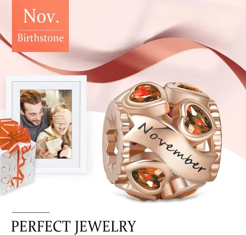 Miniatura 65 de Abalorio de plata de ley 925 con piedra natal de Ningan, abalorio de corazón para pulseras y collares, regalo de cumpleaños para mujeres y niñas