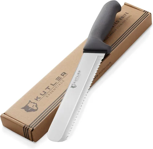 KUTLER Profesional Cuchillo de Pan de 8 Pulgadas y Cortador de Pastel con Borde Serrado - Cuchería de Acero Inoxidable Ultra Afilada