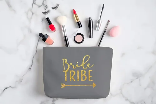 Miniatura 2 de Bolsas de lona para maquillaje, regalo de damas de honor, para despedida de soltera (juego de 6 piezas)
