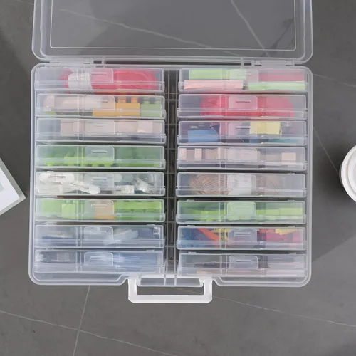 Miniatura 4 de novelinks Organizadores de fotos transparentes de 4 x 6 pulgadas y caja de almacenamiento de fotos con asa, 16 fundas interiores para fotos