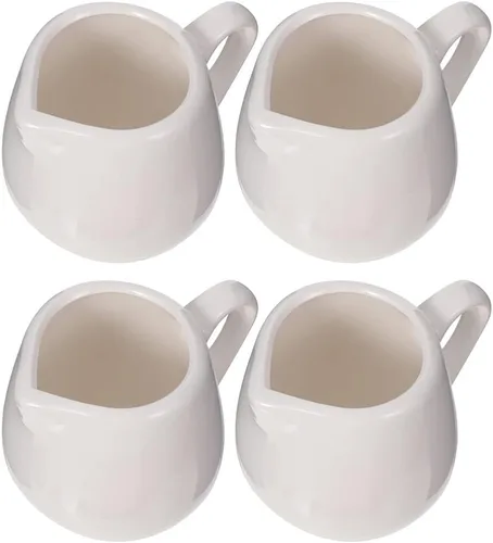 YARNOW Juego de 4 mini jarras de leche de cerámica de 1.6 onzas, jarras de crema de porcelana con asa, tazas pequeñas de cerámica para salsa de café