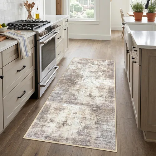 Miniatura 708 de IOHOUZE Alfombra abstracta lavable de 3 x 12 pies para pasillos, antideslizante para cocina, camino de entrada de lana sintética para interiores