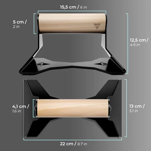 Miniatura 7 de PULLUP & DIP Parallettes - Mangos para Flexiones con Mangos Ergonómicos de Madera y Acero de Alta Resistencia - Barras Parallettes Antideslizantes