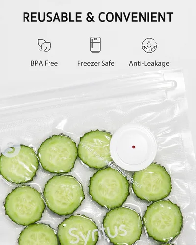 Miniatura 5 de Bolsas selladoras al vacío Syntus para alimentos, bolsas de almacenamiento de alimentos para cocción sous vide, calentamiento en microondas, bolsas