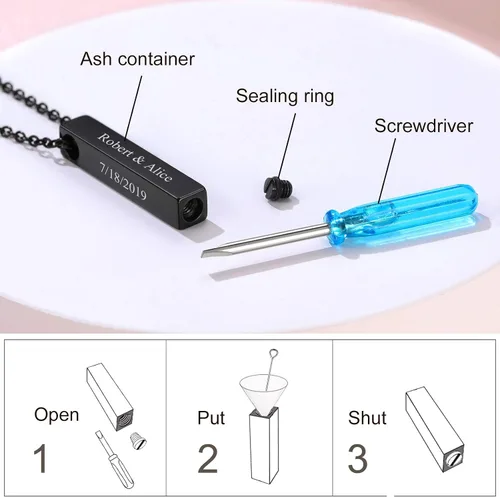 Miniatura 108 de FindChic Collares personalizados con urna para cenizas, barra vertical, gato, luna, reloj de arena, garra de perro, acero inoxidable, chapado en oro