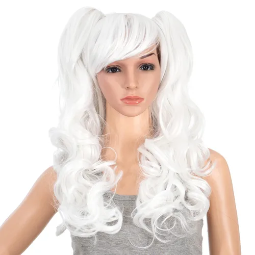 Miniatura 10 de SWACC Peluca larga y rizada de doble garra con clip en cola de caballo sintética pastel colorida para cosplay, peluca de fiesta diaria para mujeres