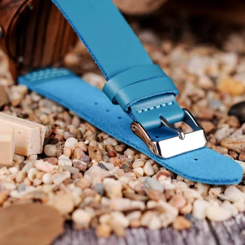 Miniatura 5 de BOBO BIRD Reloj de madera de bambú para hombre y mujer con correa de cuero de vaca azul, relojes casuales para el amor con caja