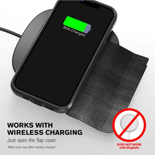 Miniatura 9 de VENA vCommute Funda tipo cartera compatible con Apple iPhone 14 (15.5 cm), funda de cuero con tapa plegable, tarjetero con función de soporte