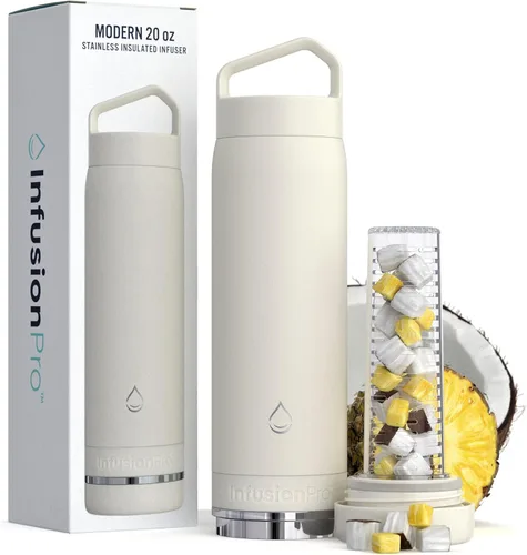 Miniatura 16 de Infusion Pro Botella de agua con infusor de frutas, acero inoxidable aislado al vacío (20 onzas), libro electrónico de recetas de infusión de Lagoon