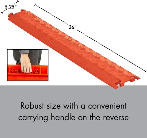 Miniatura 6 de Checkers Protector de cable ligero de 1 canal de 3 pies de largo para múltiples líneas de 0.5 pulgadas, cubierta de cable de piso para pasarelas