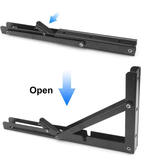 Miniatura 5 de 3 pares de 6 soportes de estante plegables de 12 pulgadas, soporte plegable de metal para banco, soporte de estante plegable resistente montado