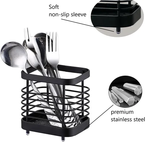 Miniatura 4 de Soporte para utensilios, de acero inoxidable, soporte de alambre para encimera de cocina, cubiertos, cubiertos, tenedores, cuchillos, cucharas