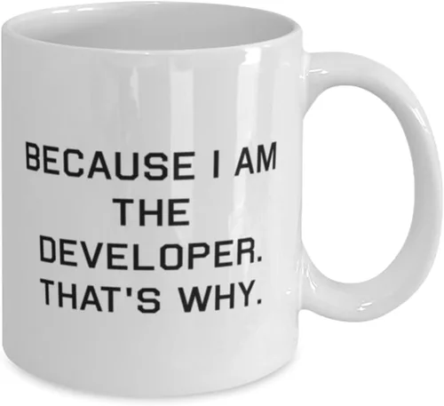Miniatura 2 de Taza motivacional para desarrollador de 11 onzas y 15 onzas, Porque soy el desarrollador. Por eso, taza única para compañeros de trabajo