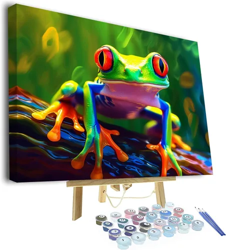 Miniatura 10 de TUMOVO Pintura por números para adultos – Kit de pintura acrílica de ojo de dragón azul y morado – Arte de lienzo de 16 x 20 pulgadas