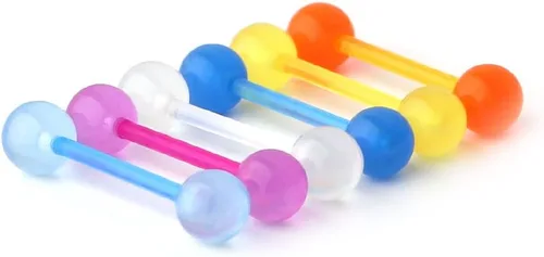 Miniatura 4 de Ruifan - Piercing para el pezón o la lengua de acrílico flexible que brilla en la oscuridad, de 0.49 oz y 0.630 pulgadas