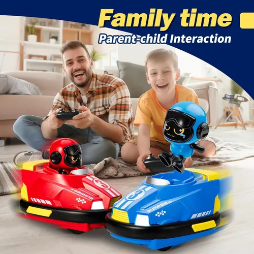 Miniatura 4 de bessome Paquete de 2 Lindos Autos Chocadores con Control Remoto de Dibujos Animados para Niños Pequeños - Mini Autos RC con Luz y Sonido y Rotación