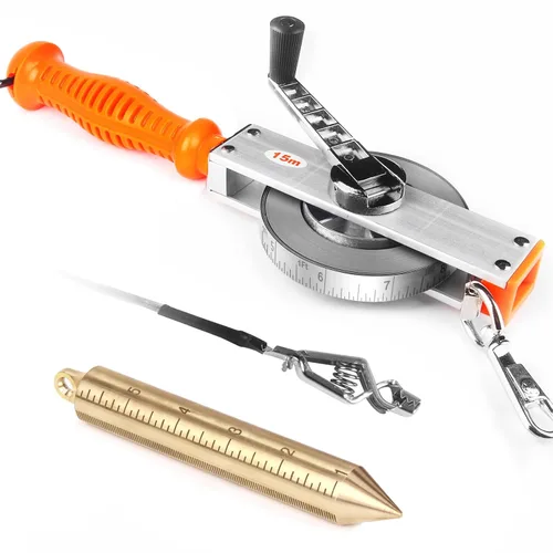 Miniatura 12 de Cekegon Cinta de medición de aceite con 560 g/20 oz Plumb Bob, a prueba de explosiones de tanque de aceite Cintas de medición con correa de tierra
