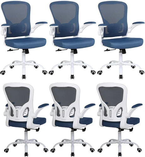 Miniatura 21 de Flysky Juego de 10 sillas ergonómicas de escritorio para oficina en casa, soporte lumbar, silla giratoria de malla transpirable para computadora