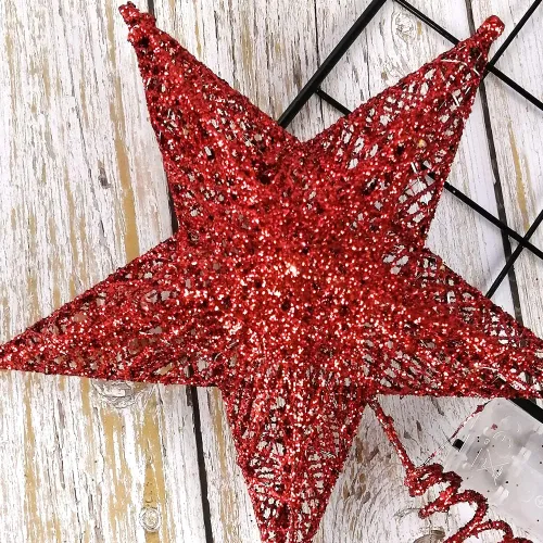 Miniatura 4 de Estrella para la punta del árbol de Navidad, estrella metálica para la punta del árbol de Navidad, decoración navideña con purpurina, estrella