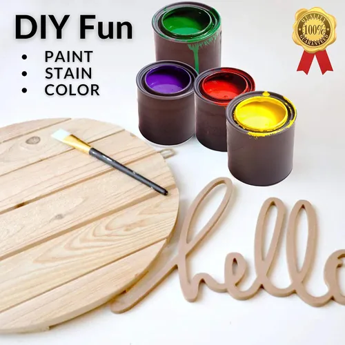 Miniatura 3 de Redondas de madera sin terminar para manualidades, paquete de 2 círculos de madera reversibles de 14 pulgadas de diámetro con chapa de madera real