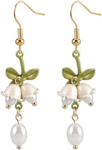 RXTSLOK Lily of the Valley Necklace Flower Jewelry Earrings Bracelet Gift for Women Mom Friends Bride Weding Spring Summer