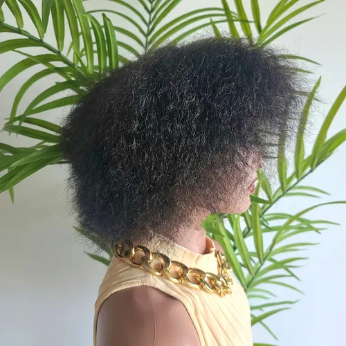 Miniatura 3 de Peluca afro Kinky Peluca afro rizada Pelucas de cabello realista 4c 4b soplado para mujeres negras (1 B)
