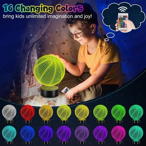 Miniatura 4 de Linkax Regalos de baloncesto para adolescentes, niños y niñas, luz nocturna de ilusión 3D, regalos de Navidad para edades de 8 a 13 años, 5 a 15
