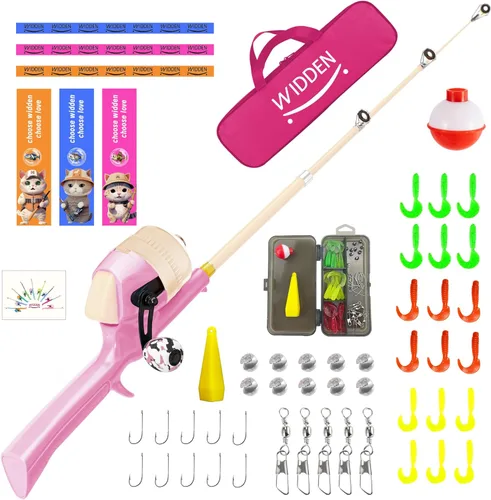 Miniatura 13 de Caña de pescar para niños, caña de pescar telescópica, caña de pescar plegable para niños y carrete con caja de aparejos, línea de pesca, flotador