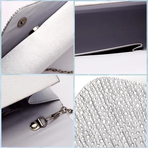Miniatura 6 de Bolsos de mano BBjinronjy para mujer, bolso formal con diamantes de imitación para noche, bolsos de mano para boda, fiesta, cóctel, graduación, cena