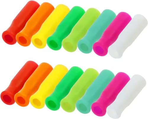 Mini Skater 16 puntas de pajitas de silicona de grado alimenticio, reutilizables, antiquemaduras, para popotes de acero inoxidable de 3/10 pulgadas