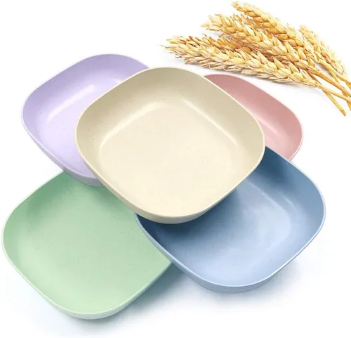 N/A/ 5 platos cuadrados ligeros de paja de trigo de 5.7 in, platos profundos, vajilla de camping para servir pasta y fruta para niños pequeños y