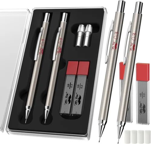 Mr. Pen - Lápices mecánicos de metal, 0.012 in, paquete de 2, lápiz mecánico, lápiz de plomo, lápiz mecánico de metal