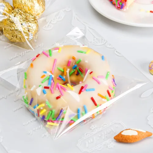 Miniatura 5 de YunKo Paquete de 200 bolsas de celofán autosellantes, bolsas transparentes para galletas para regalo, bolsa para embalaje de galletas, dulces