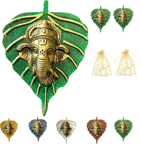 Miniatura 19 de LOVENSPIRE Ganesha de hoja de metal para colgar en la pared, decoración para el hogar, sala de estar, oficina, obra decorativa de arte indio