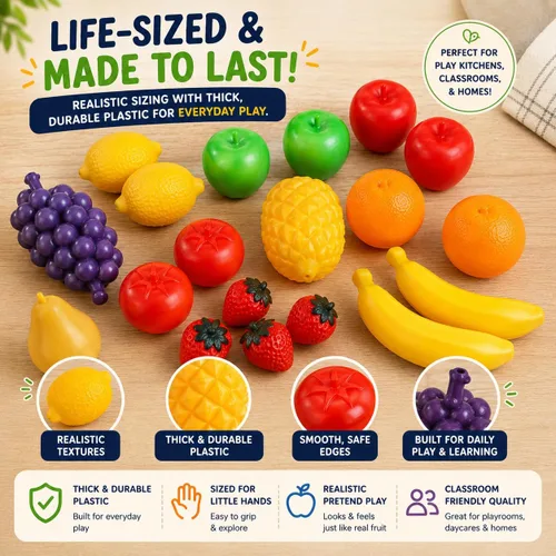 Miniatura 3 de Bolsa de frutas a tamaño real, set de juego para niños, de Liberty Imports