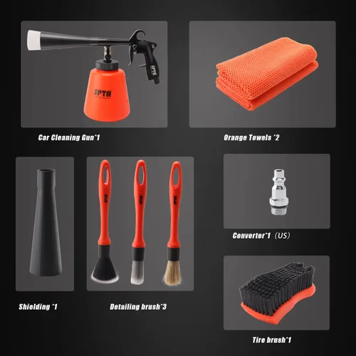 Miniatura 2 de SPTA Pistola de limpieza de coche de alta presión, pistola de limpieza, kit de lavado interior de coche, pistola de lavado de detalle con girador