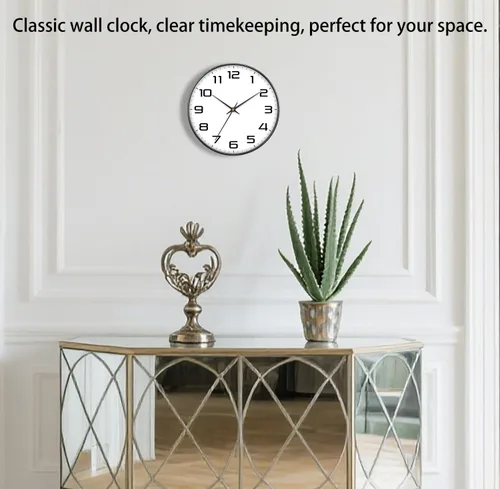 Miniatura 2 de Reloj de pared moderno de 8 pulgadas que funciona con pilas, reloj analógico de cuarzo silencioso sin tictac con números grandes, reloj de pared