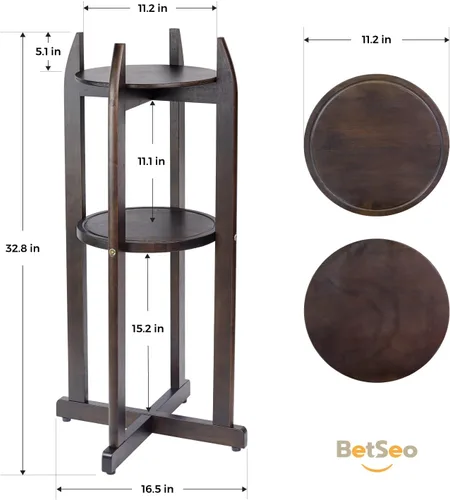 Miniatura 2 de Dispensador de agua de madera maciza natural (32.8 pulgadas de alto - 11.2 pulgadas de ancho) dispensador de bebidas con 2 estantes redondos