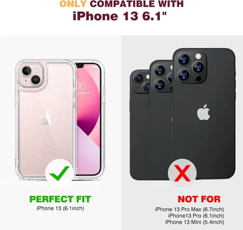 Miniatura 7 de Diaclara Diseñada para iPhone 13, cuerpo completo, resistente con protector de pantalla integrado sensible al tacto, antiarañazos, funda de TPU