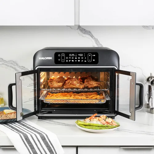 Miniatura 2 de Kalorik Horno de convección de freidora de aire, serie de diseñador, 26 cuartos de galón con ventilador de doble velocidad, puertas francesas