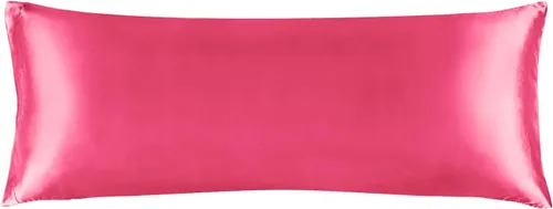 Bedelite Funda de almohada de satén para el cuerpo, súper suave y refrescante, para el cabello y la piel, transpirable, sedosa y larga, 20 x 54 Rosa