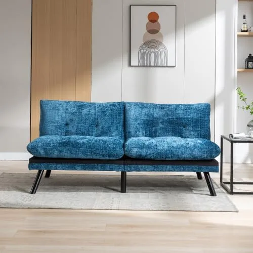 Miniatura 8 de anwickjeff Sofá cama futón, sofá convertible moderno, sofá biplaza plegable, sofás de futón transpirables para espacios pequeños compactos