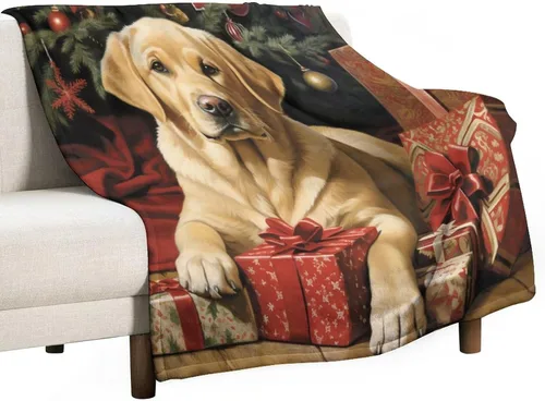 Miniatura 17 de Yellow Lab - Manta de Labrador de Navidad, linda y divertida para varios perros y mascotas, manta de verano de 30 x 40 pulgadas, manta de franela