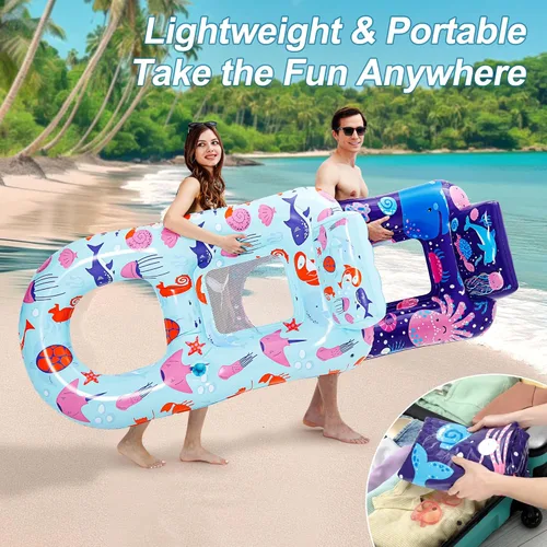 Miniatura 3 de PuppyuWill Paquete de 4 flotadores de piscina para adultos, flotador inflable para piscina, resistente con soporte para tazas, respaldo