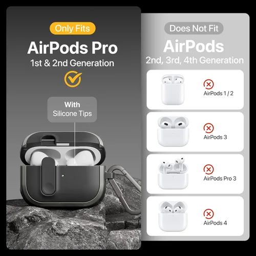 Miniatura 2 de MAGEASY Odyssey - Funda para AirPods Pro 2, funda resistente para AirPods Pro con bloqueo seguro, clip de mosquetón para protección a prueba
