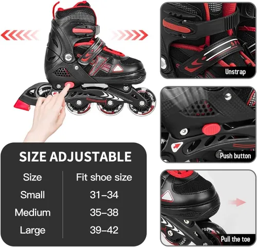 Miniatura 2 de Generic Patines en línea para niños, patines en línea ajustables con luz y ruedas iluminadas, patines iluminadores al aire libre para niños y niñas