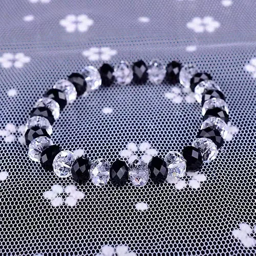 Miniatura 4 de Jmassyang Briolette Rondelle - Cuentas de cristal facetadas de 0.315 in para hacer joyas, pulseras, collares, aretes (negro, 250 unidades)