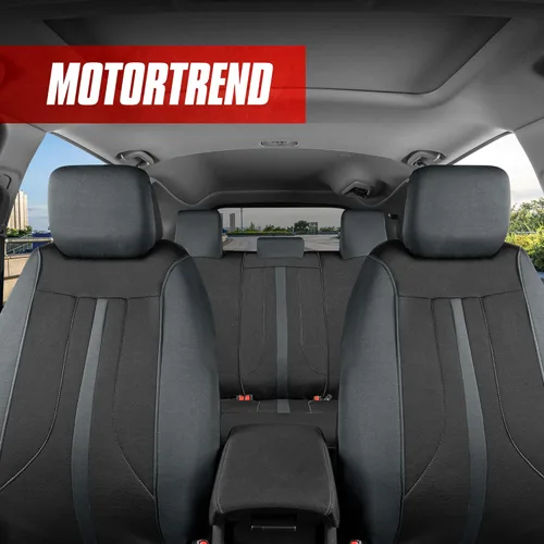 Miniatura 3 de Motor Trend Juego completo de fundas de asiento de automóvil negras y grises, fundas de asiento delantero y funda de asiento trasero, compatible
