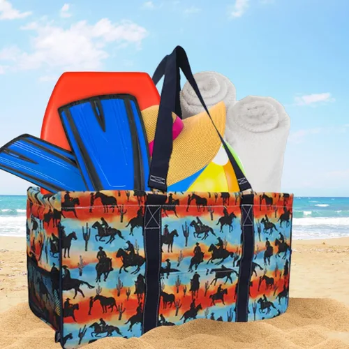 Miniatura 341 de NGIL Bolsa de comestibles reutilizable extra grande plegable de gran tamaño para comestibles, almacenamiento, picnic, playa, Bronco-negro occidental