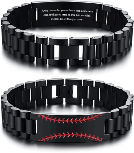 VNOX Béisbol fútbol fútbol americano regalos de baloncesto para hombres y niños pulsera de béisbol personalizada con cita de inspiración grabada